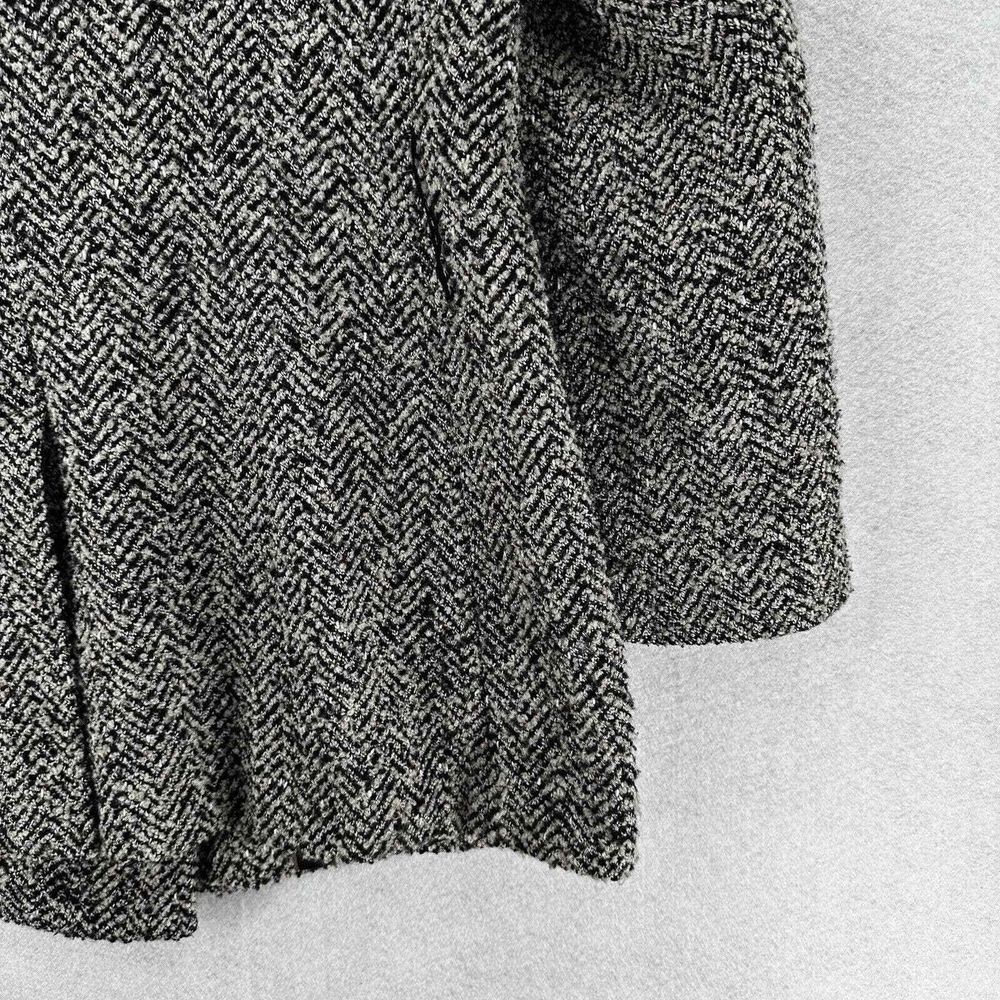 CALVIN KLEIN PeaCoat Women 12 Herringbone Jacket Black Wool Double Breasted - Picture 5 of 10
